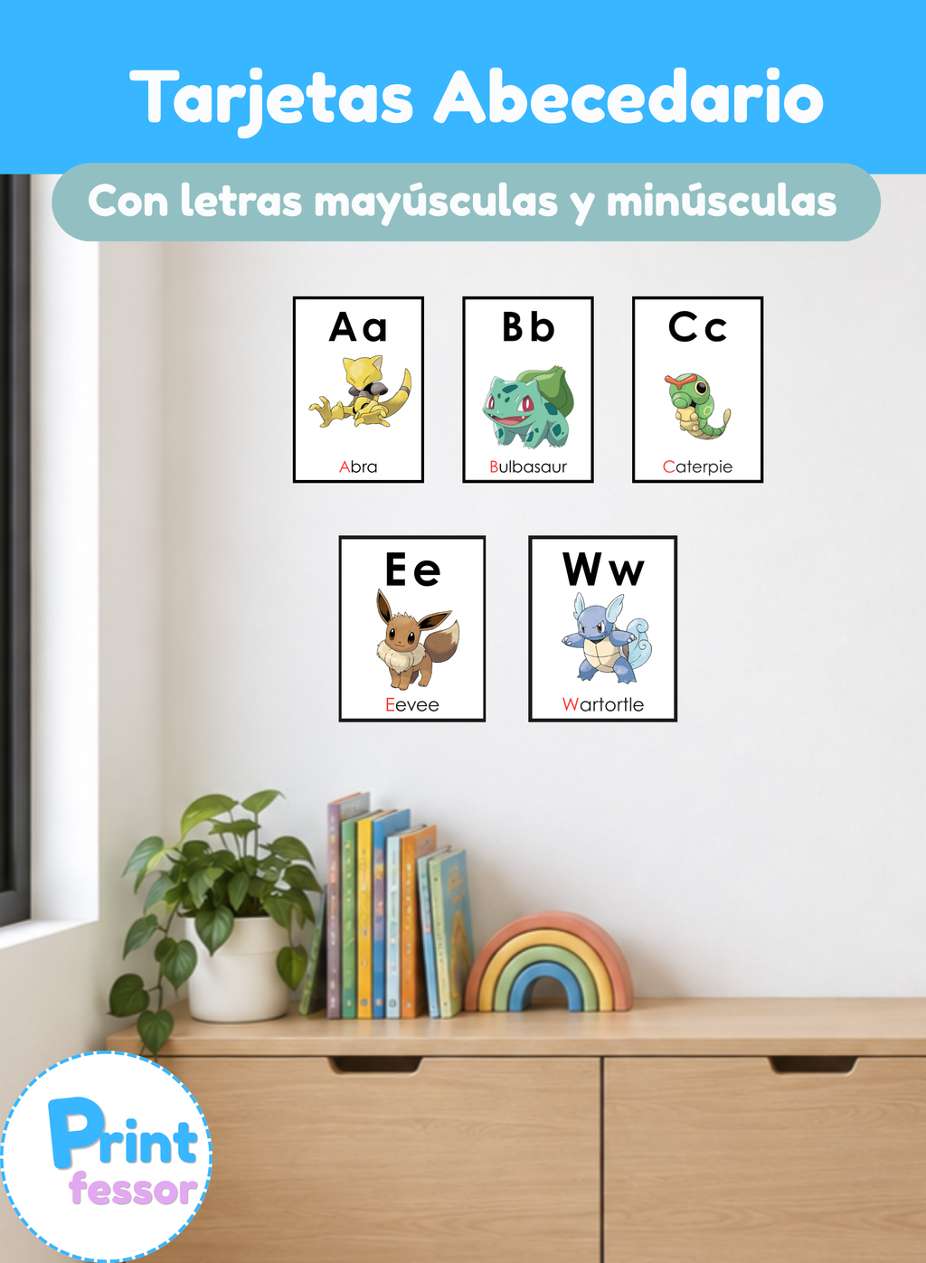 Tarjetas del abecedario inspiradas en pokémon