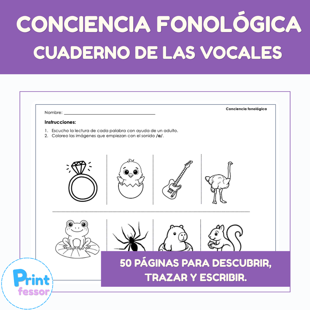 ¡Aprendamos las Vocales!  50 Actividades Imprimibles