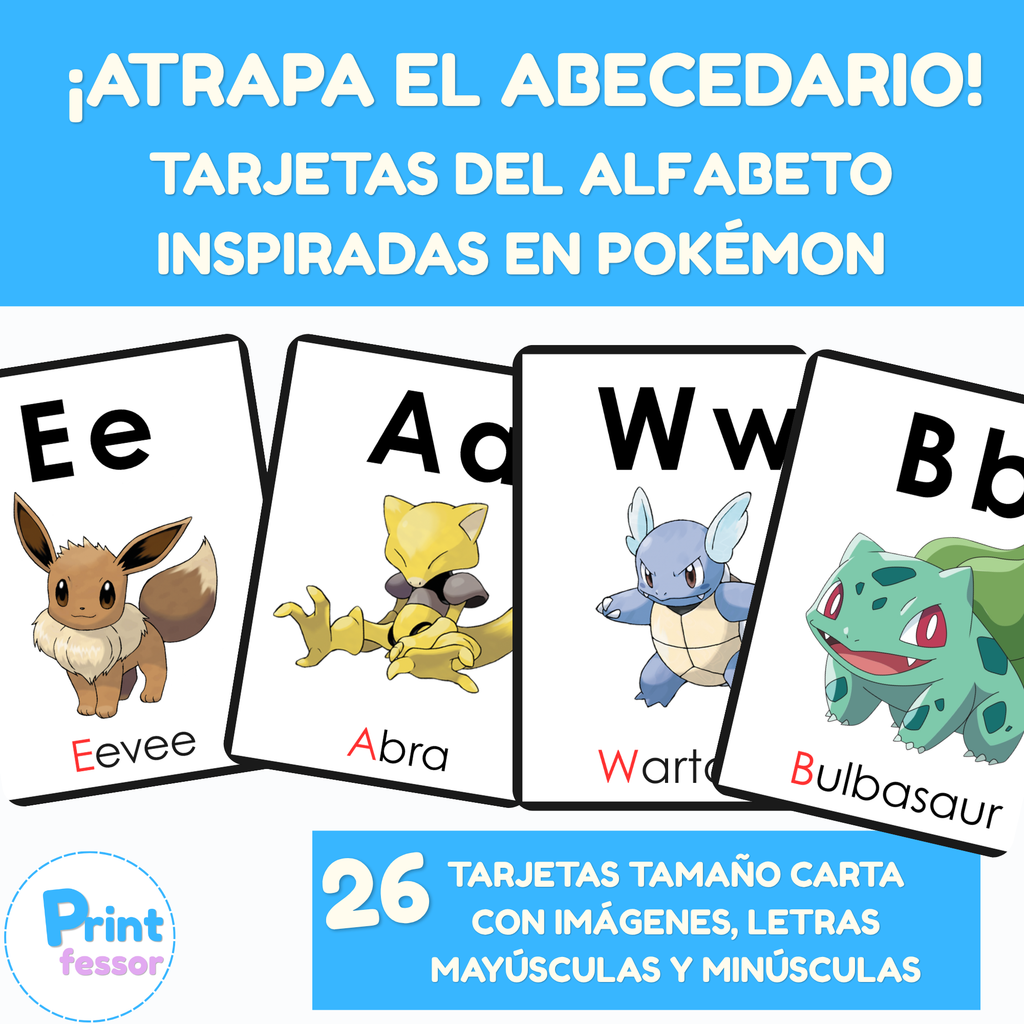 Tarjetas del abecedario inspiradas en pokémon